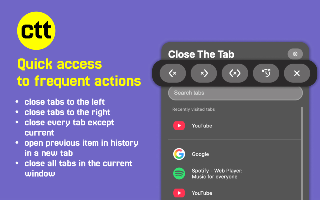 Quick access to frequent actions