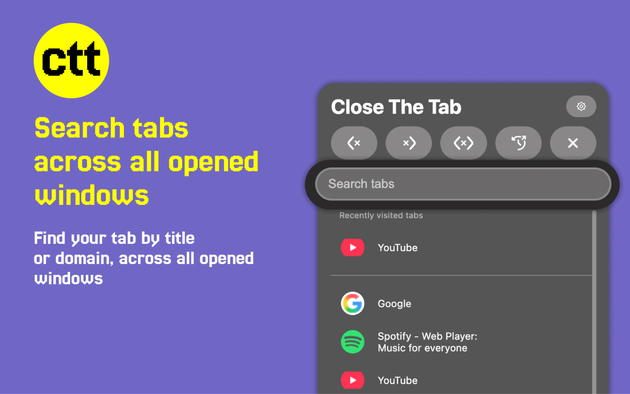 Search tabs across all opened windows