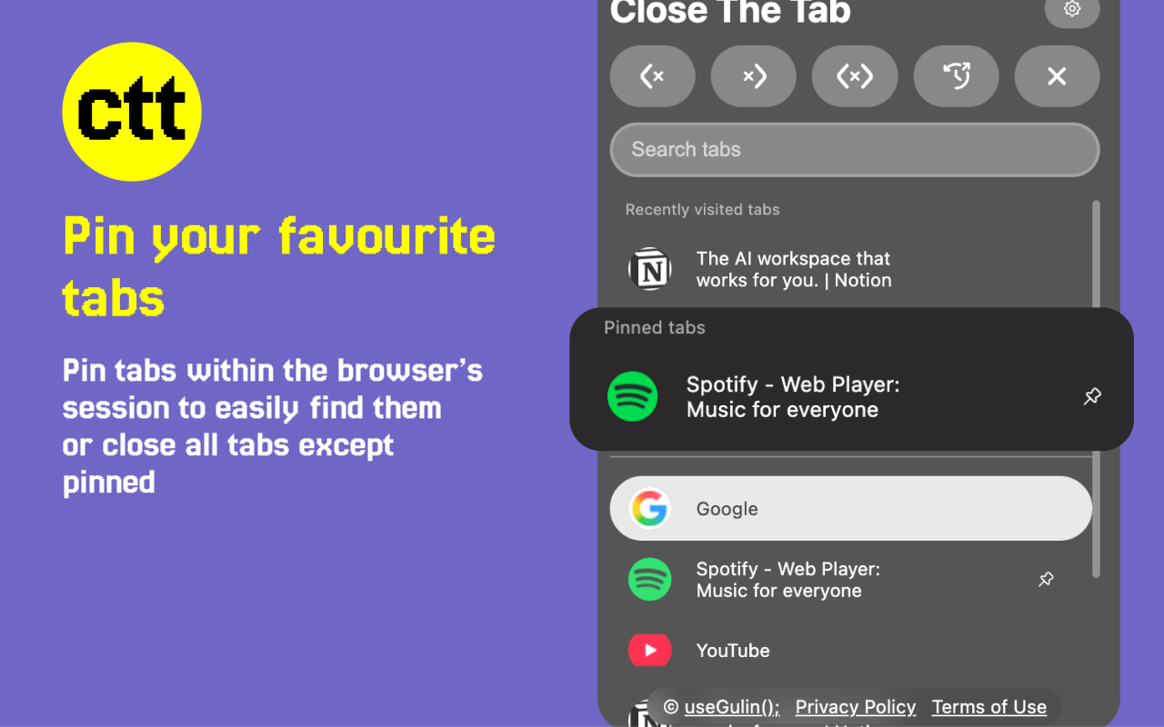 Pin your favourite tabs