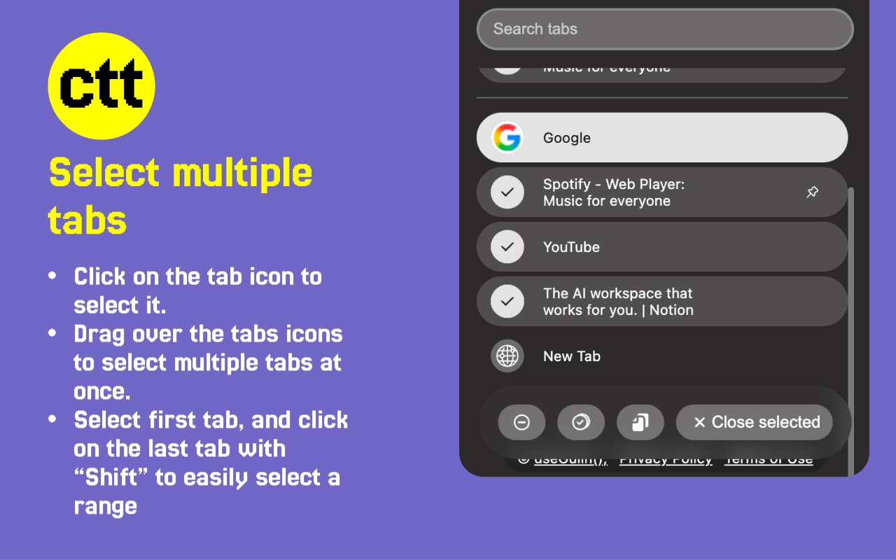 Select multiple tabs