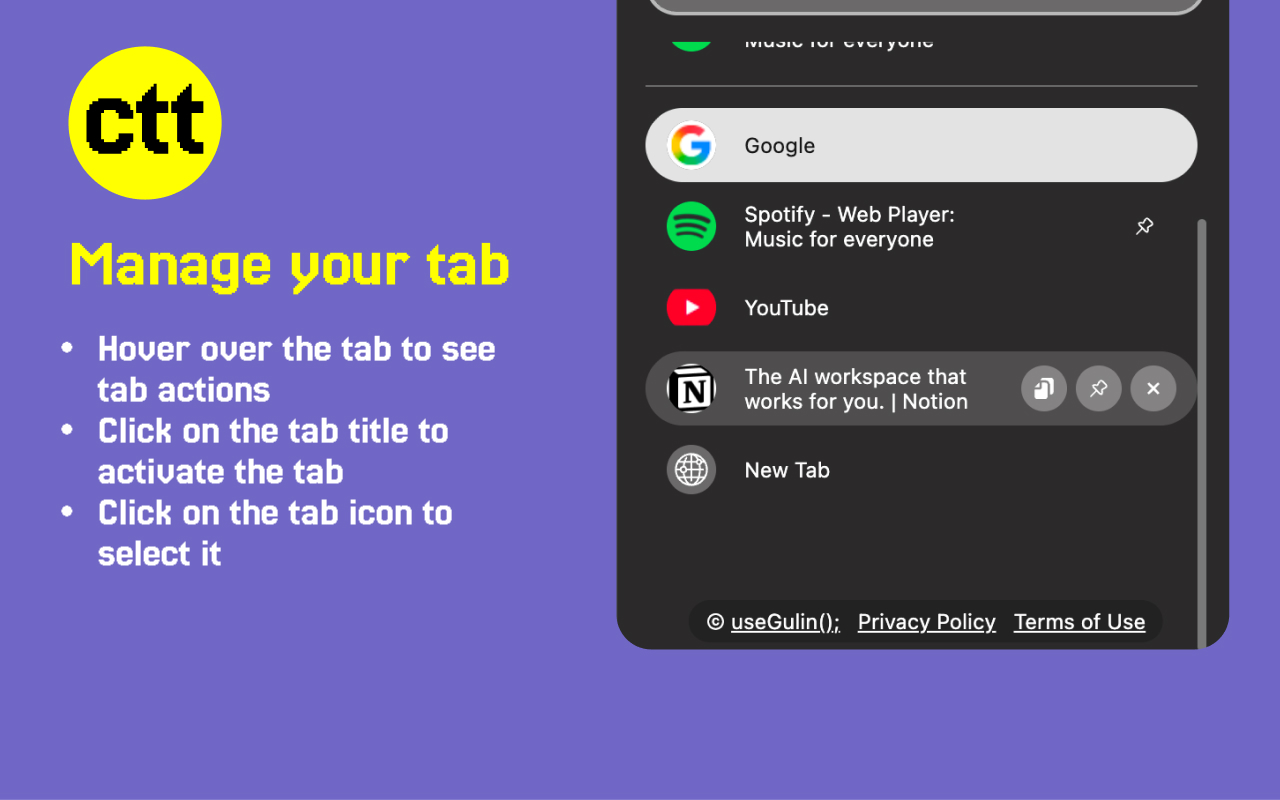 Manage your tab
