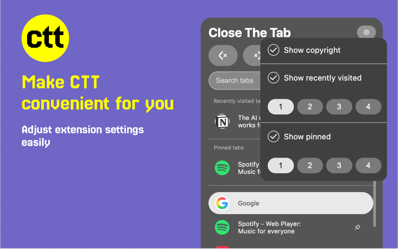 Make Close The Tab convenient for you